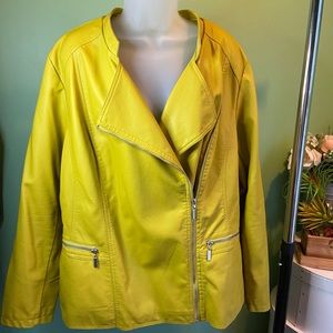 Alfani women mustard fuax leather jacket